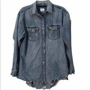 KSUBI Denim Shirt Distressed